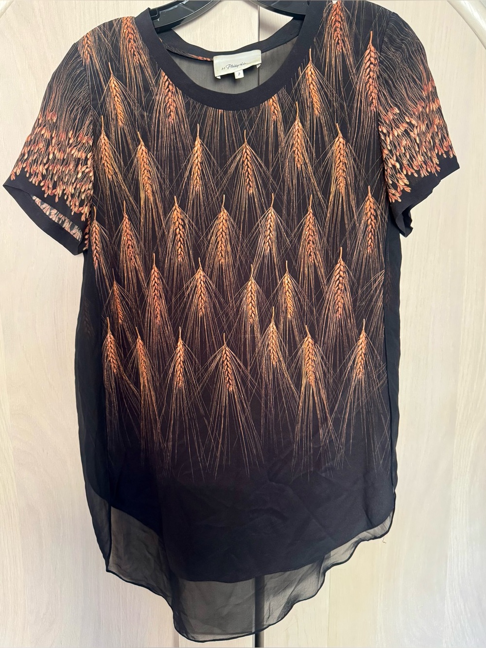 3.1 Philip Lim silk wheat pattern shirt, size US 2